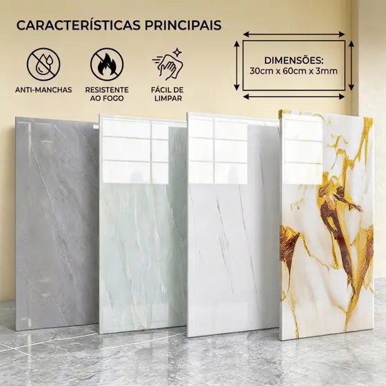 KIT 50 Placas Adesivo autocolante MÁRMORE - 30x60cm