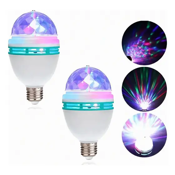2 Lampada  Giratória Festa Balada Luz Colorida E Soquete E27