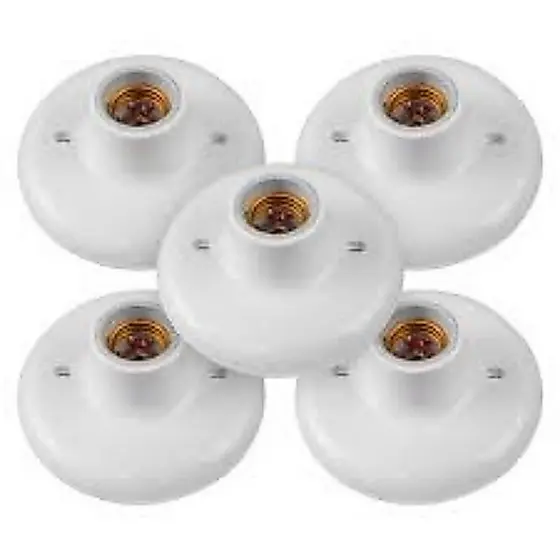 kit 5 plafon de sobrepor bocal E27 soquete porcelana comum porta lâmpada para residência bivolt