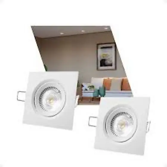 2 Luminária Led Spot 5w Quadrada 9x9 Cm Branco Frio 6500k
