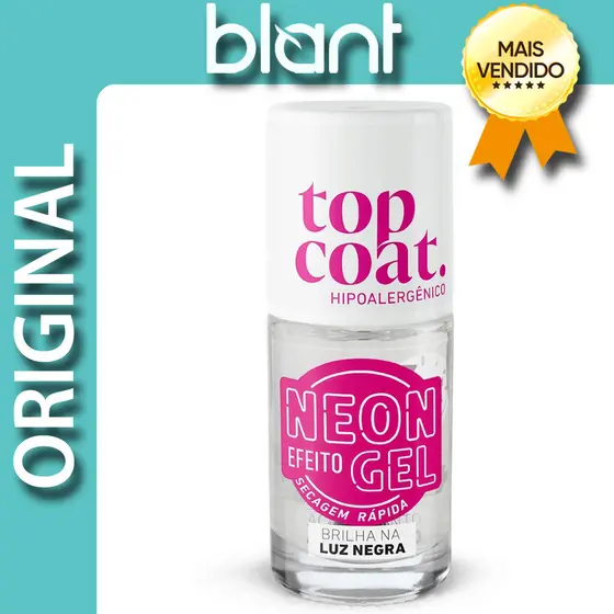 Top Coat Neon Efeito Gel Blant 8,5ml - Brilho Fluorescente e Durabilidade Extendida