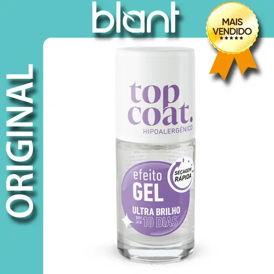 Top Coat Efeito Gel Incolor Blant 8,5ml - Brilho Duradouro e Proteção Anti-Riscos