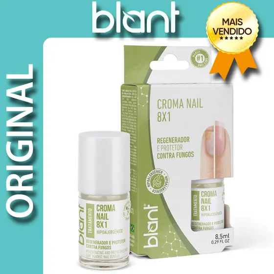 Base Fortificante Vegana Croma Nail Blant 8x1 8,5ml - Proteção Avançada contra Fungos e Bactérias