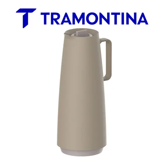 Bule Térmico Tramontina Exata em Plástico Bege com Ampola de Vidro 1 L - Garrafa Térmica