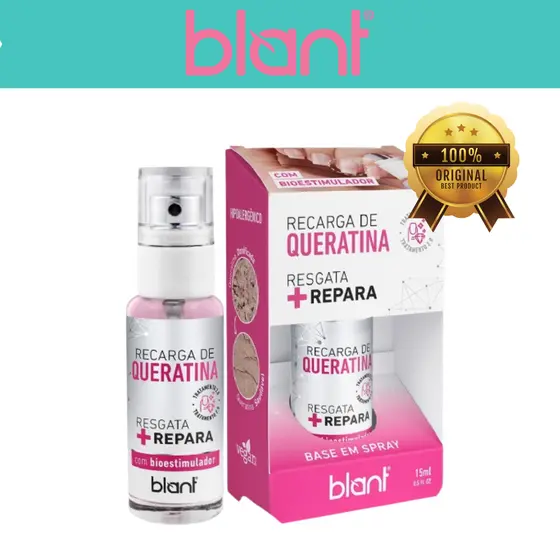 Recarga De Queratina Base Em Spray - Fortalecimento, Hidratação e Proteção Vegano 15ml Blant