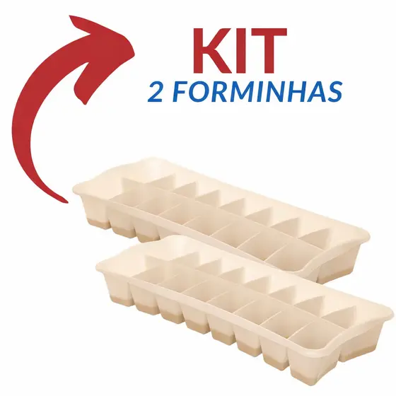 KIT 2 Formas de Gelo Flexível Sanremo com Silicone 16 Cubos Plástica Livre de BPA