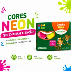 Tinta Guache Neon 6 Cores 15ml Cada Leo&Leo Escolar Artesanato