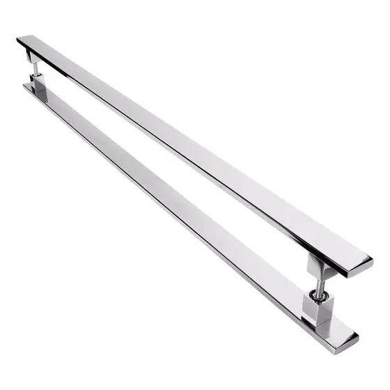 Puxador Inox Barra Chata 60cm - 40cm entre furos - Para portas de Madeira, Vidro e Alumínio