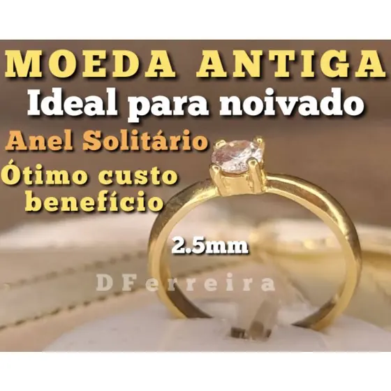 Anel Solitário Moeda Antiga Original