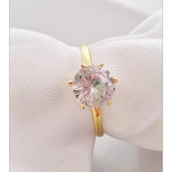 Anel Solitário Banhado a Ouro 18k