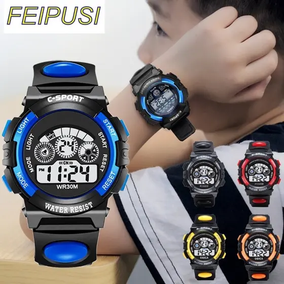 Relógio Infantil Luminoso À Prova D'água Com Display LED E Multifuncional