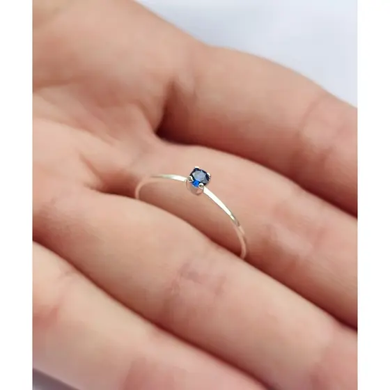 Anel Solitário Prata 925 / Anel Feminino De Prata / Anel Pedra azul