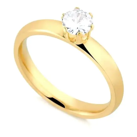 Anel Feminino Moeda Antiga Pedra Zircônia 3mm Solitário Banhado a Ouro 18k Dourado