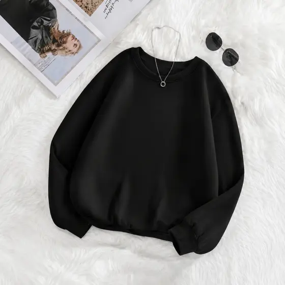 POLAR BEAR Moletom Careca Sem Capuz Confortavel Estilo Ideal Para o Inverno Liso Sem Estamapa