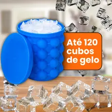 Baldes Forma de Gelo em Silicone Ice Magic Faz até 120 Cubos de Gelo Multiuso Tampa Congelador