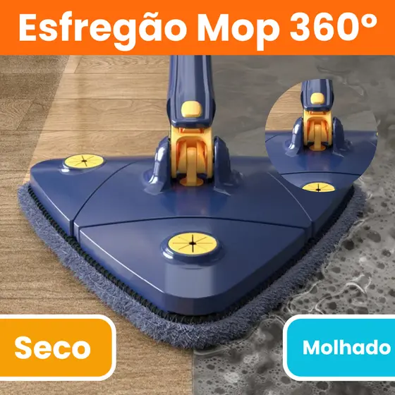 Esfregão Mop Triangulo De Limpeza Ajustável Giratório 360° Rodo Multiuso Lava E Seca