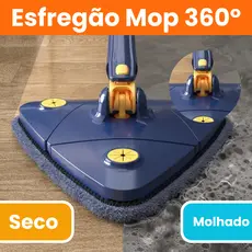 Esfregão Mop Triangulo De Limpeza Ajustável Giratório 360° Rodo Multiuso Lava E Seca