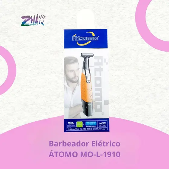 Barbeador Elétrico Profissional Átomo MO-L-1910 Sem Fio Corte Zero USB Display LCD Original🔥✂️