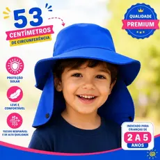 Chapéu Infantil Proteção Solar Criança 2 a 5 Anos Aba Protetora Nuca