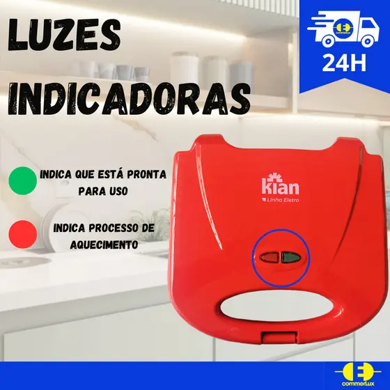 Sanduicheira Mini Grill Torradeira Antiaderente 110v 220v VERMELHA