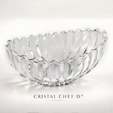 Fruteira Centro de Mesa Vaso Vidro Grosso Cristal Tigela Bowl 28cm Oval Decoração Cozinha Sala CHEF D