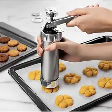 Modelador Para Criar Biscoito Sobremesa Divertida Máquina Modeladora de Biscoitos com 10 Formas e 4 Bicos Inox Pratica