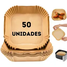 Kit Com 50-100 Forma Para Air Fryer Fritadeira Descartáveis Antiaderente De Papel Quadrada