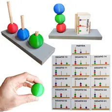 Jogo Torre De Londres Brinquedo Educativo Madeira 16 Cartas