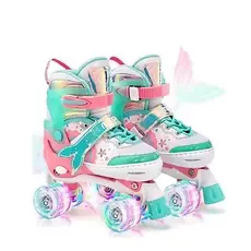 Patins Infantil 4 Rodas Com Luz De Led Top!!!Patins Sem Kit Proteção Menina Promoção