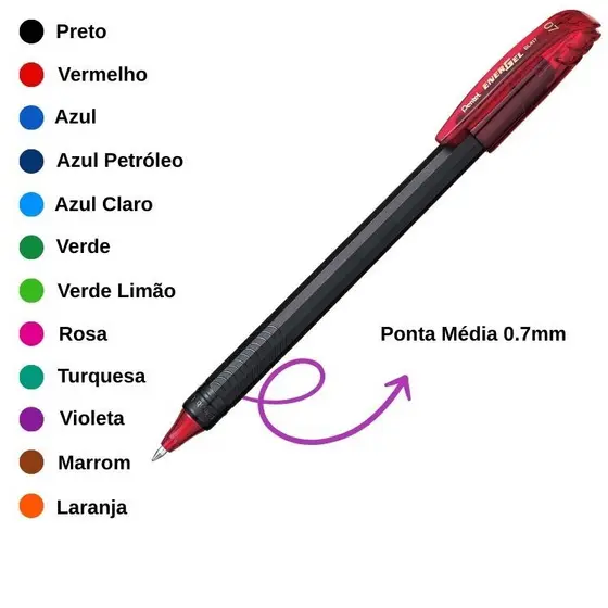 Caneta Energel Makkuro 0.7mm BL417 PENTEL