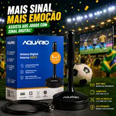Antena Digital Interna HDTV 4K Aquário Sinal Potente Imagem Sem Travamentos