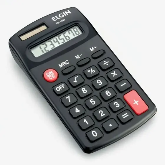 Calculadora Elgin 8 Dígitos Solar e Pilha AA – Portátil, Leve, Display Grande Ideal para Estudos e Escritório