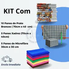Kit Panos Domésticos Pano de Prato Pano de Chão e Microfibra Praticidade Qualidade e Economia