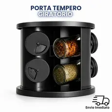 Porta Temperos Giratório 360° c/ 6 Potes Vidro Organizador Cozinha Compacto Premium