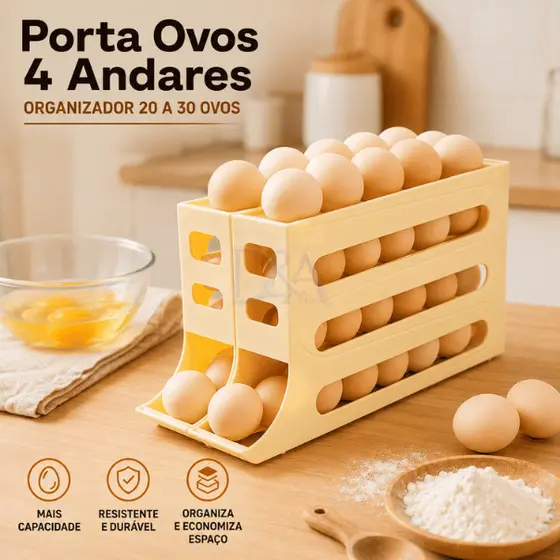 Porta Ovos Organizador Geladeira 4 Andares Dispenser 20 a 30 Ovos