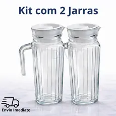 Kit 2 Jarra de Vidro Suiça 1L com Tampa Água Suco Vidro Resistente