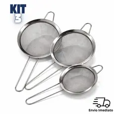 3 Peças Peneira Coador Em Aço Inox Para Cozinha 3 Tamanhos 8/10/12CM