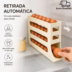 Porta Ovos Organizador Geladeira 4 Andares Dispenser Compacto 20 a 30 Ovos