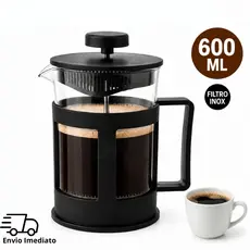 Cafeteira Prensa Francesa 600ml de Vidro com Filtro Removível para Café e Chá