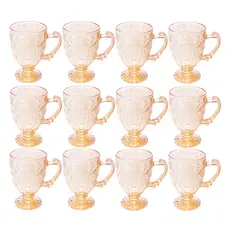 Conjunto 6 Canecas C/Pé Vidro Cristal Imperial Âmbar 190ml ke home