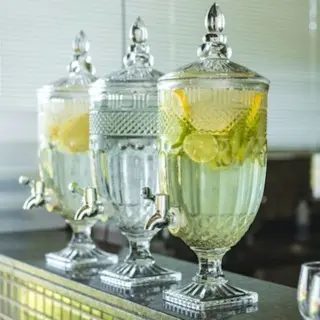 Suqueira Jarra De Vidro Cristal Suco Diamond 5 Litros com Torneira