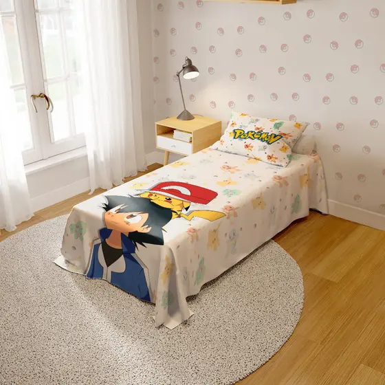 Jogo De Cama Infantil 2 Peças Lençol e Fronha Kids Pokémon