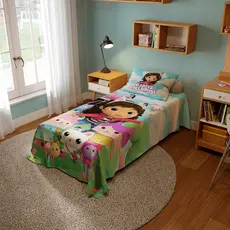 Jogo De Cama Infantil 2 Peças Lençol e Fronha Kids Casa Magica da Gabby