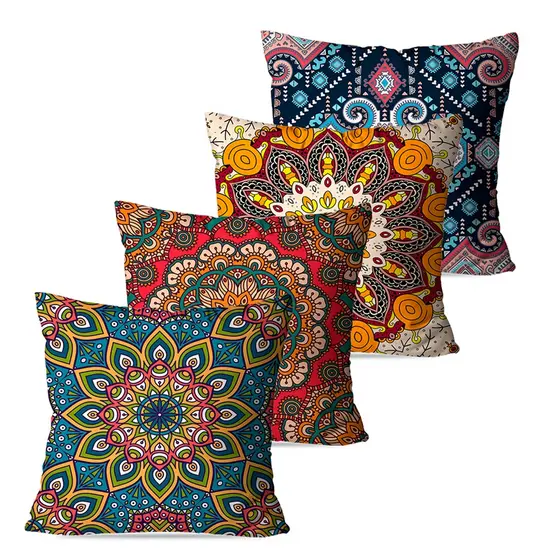 Kit 4 Capas de Almofada 45x45 Mandalas Abstrato 45x45 cm