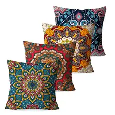 Kit 4 Capas de Almofada 45x45 Mandalas Abstrato 45x45 cm