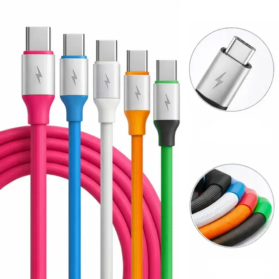 Cabo USB Tipo C 1,2m ou 2m Carregamento Rápido Reforçado Emborrachado Carga Rápida