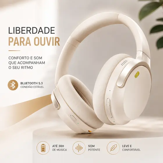 Fone de Ouvido Bluetooth com Cancelamento de Ruído ANC Basike