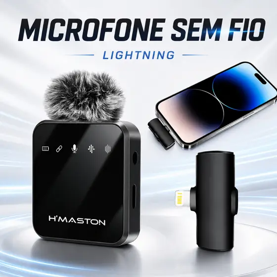Microfone de Lapela Sem Fio Profissional Alta Sensibilidade H’Maston