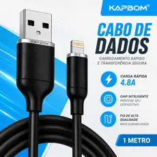 Cabo Carregador USB iPhone Lightning Carga Rápida 4.8A Kapbom