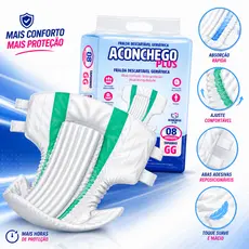 Fralda Geriátrica Descartável Aconchego Plus Alta Absorção GG 8 un